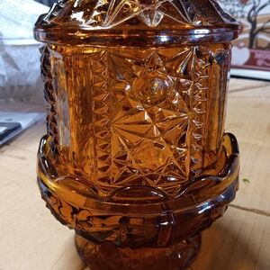 Fairy Lamps Amber Indiana Glass